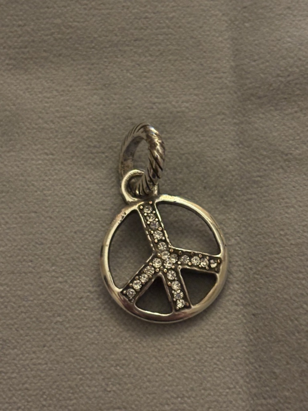 Brighton Crystal Peace Sign Pendant - Silver Tone